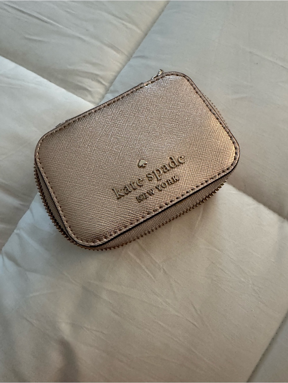 kate spade Metallic Rose Gold Mini Jewelry Case